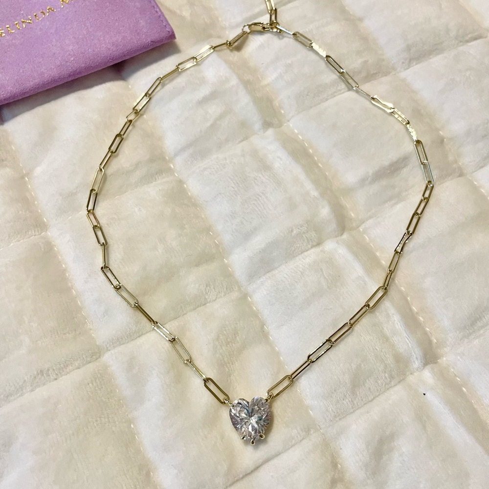 Melinda Maria Gold Heart Pendant Necklace and Earrings set